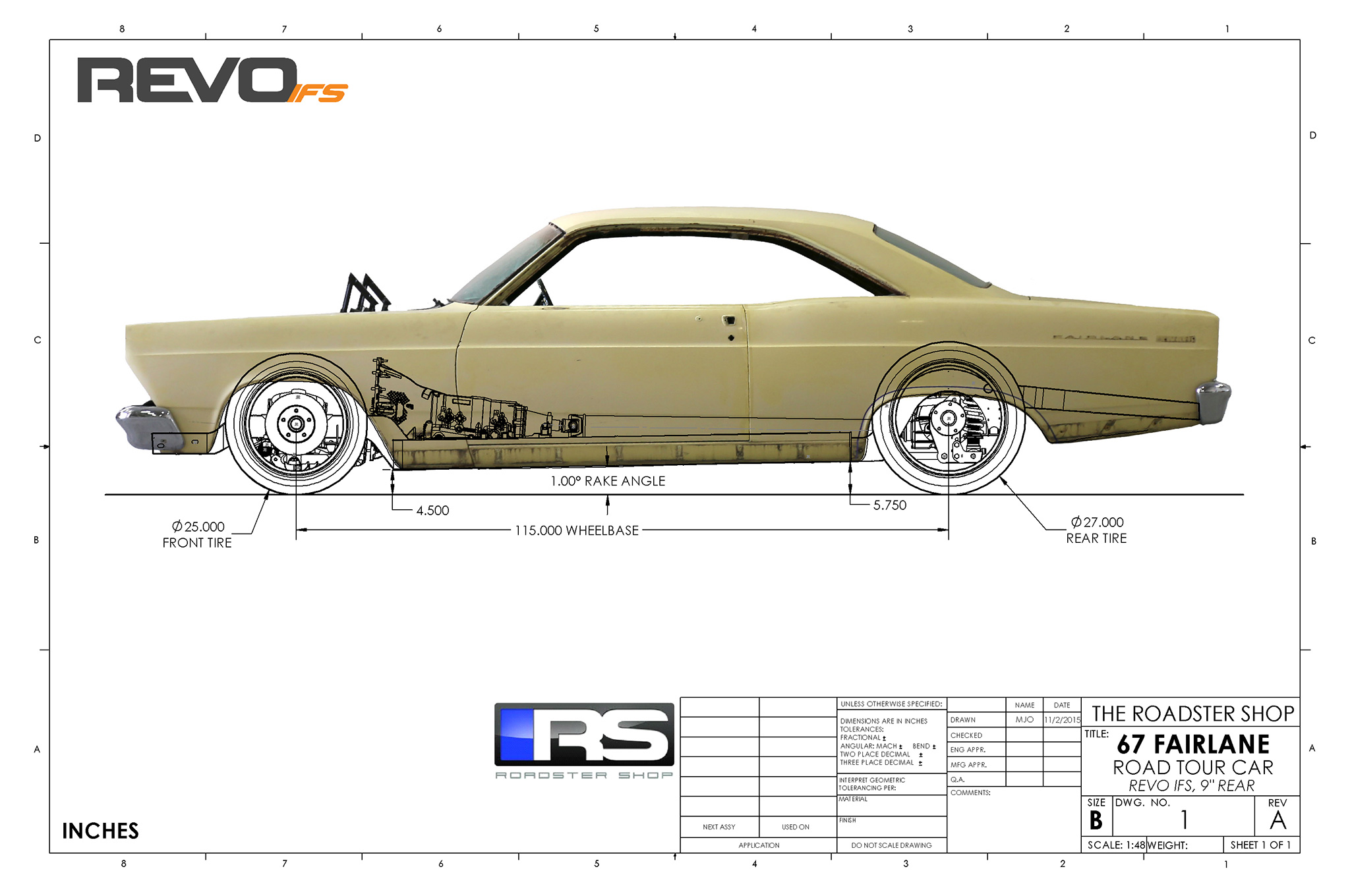 1966 ford fairlane cad drawing chassis illustration