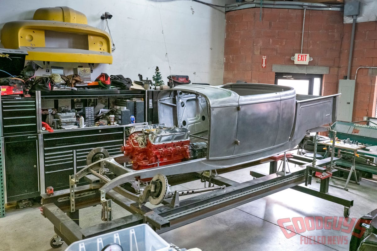 1932 ford pickup in the early build stages at one off rod and custom