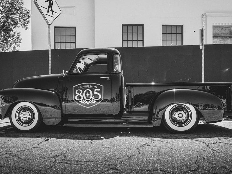 805, 805 beer, firestone walker, 805 beer giveaway truck, 1949 chevy truck, noble fab, noble fabrication
