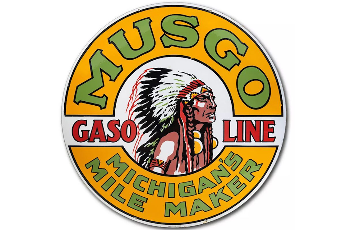 Musgo Gasoline Sign, 1.5 million gasoline sign, 1.5 million gas sign